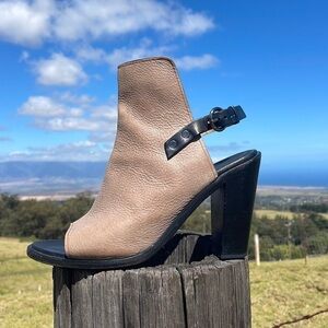 RAG & Bone Wyatt Sandal Steel Grey Leather Peep Toe Bootie Size 38.5